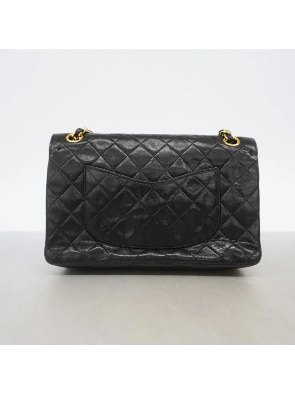 Chanel Shoulder Bag Quilted Lambskin Black Gold